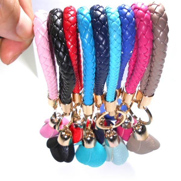 Women 16.5cm Black Rose Personalised Leather Keychain Handmade