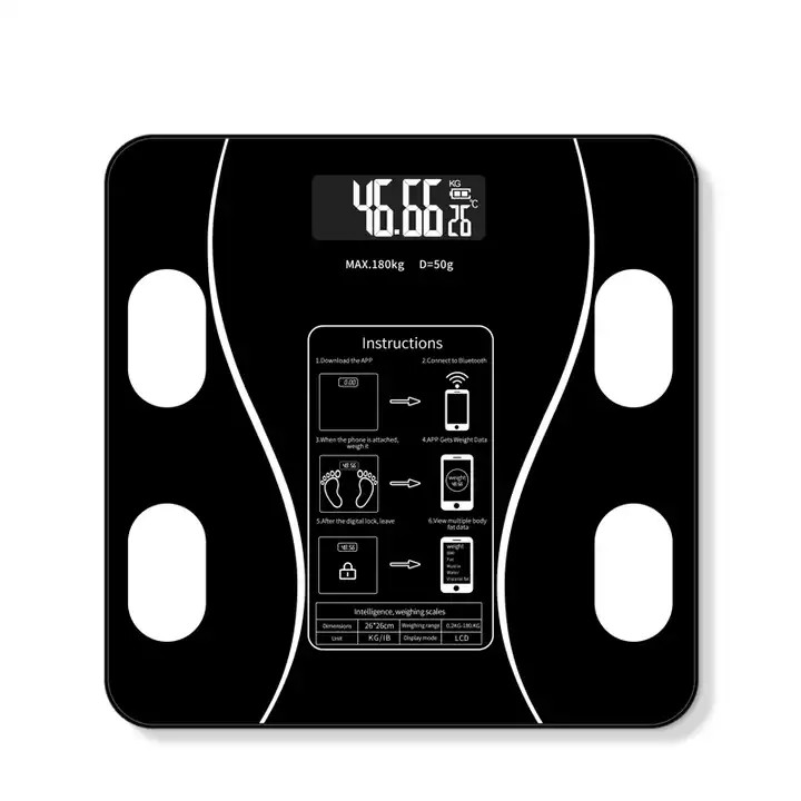 Battery Powered LED Glass Health Scale for Accurate Measurement of Body Fat