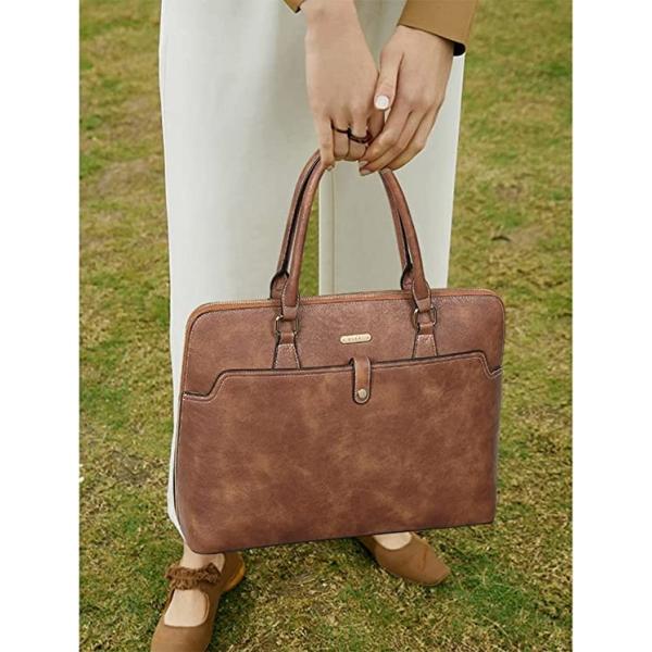 Laptop Slim Cluci Leather Briefcase Oil Wax Leather Bag 15.6 Inch