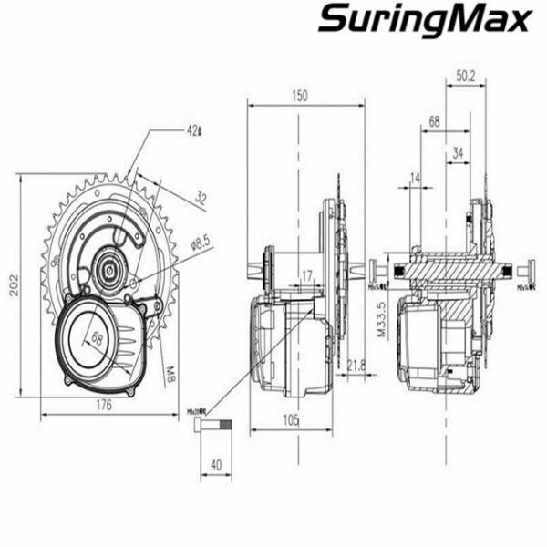 Brushless Geared Mid Motor Kit 30km/H For Electric Bike CE Certificate