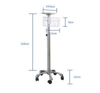 Tamanho de embalagem 69cm L X 21cm W X 46cm H Carrinho de monitoramento do paciente com altura do cabo 140cm