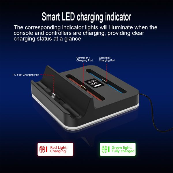 Multi-Function Charging Dock with RGB Lighting for Nintendo Switch 2– Charges Joy-Cons & Console
