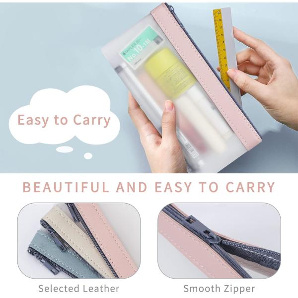 Classycoo Pencil Case 4 Pack Zipper Pencil Pouch, Multifunctional Clear Pen Bag Organizer Stationery Storage Bag