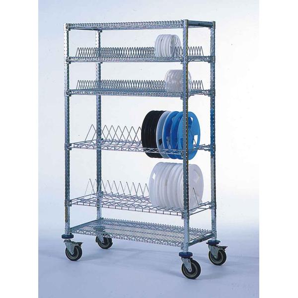 ODM Industrial Wire Shelving , Chrome Plated Shelf Component Reels Double Side Storage Shelving