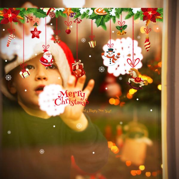 Custom Printing Christmas Holiday Wall Stickers Pegatina Para Decoracion De Pared Lovers Room