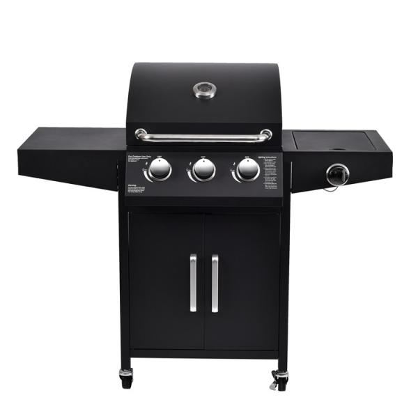 Enjoy Smoke-Free Camping and Barbecue with 4-Burner Steel Gas Stove in Outdoor Garden