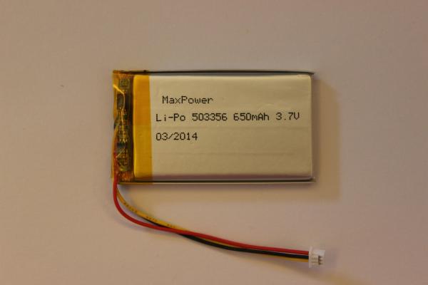 Military Vessel GPS 503356 650 mAh 3.7V  li-ion rechargeable battery
