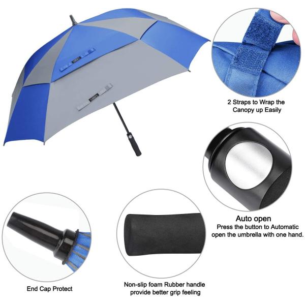 Custom Logo Large Double Canopy Vented Windproof Golf Umbrella for Back to School