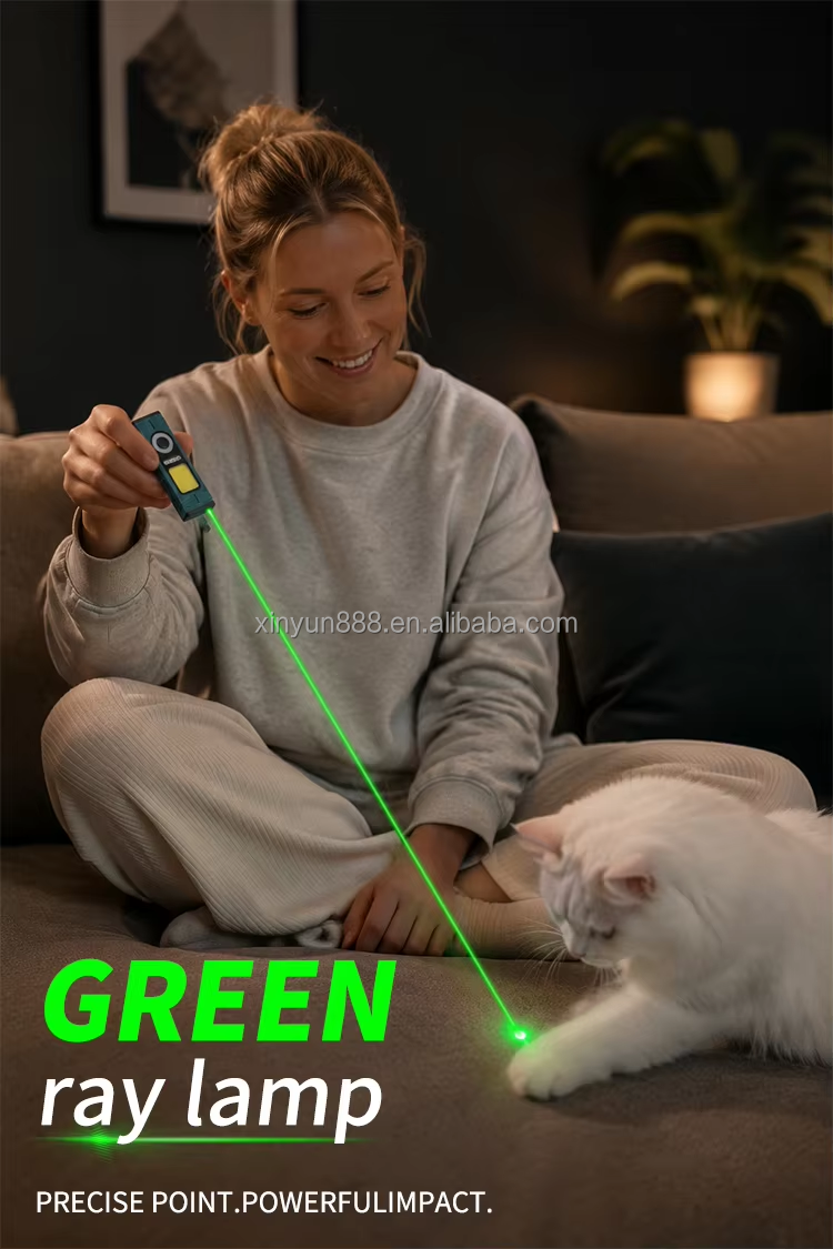 New EDC Flashlight Strong Light COB Charging Working Lamp Green Laser RGB Atmosphere Lamp Outdoor Magnetic Cap Clip Lamp