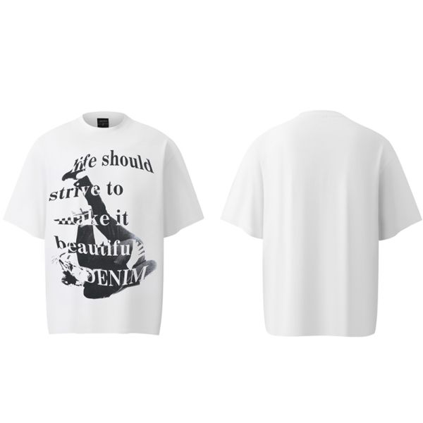 Men's Hip Hop Style Skateboard T-Shirt Fashion Oversized Solid Pattern 100% 230g Heavy Cotton Breathable Eco-friendly Digital