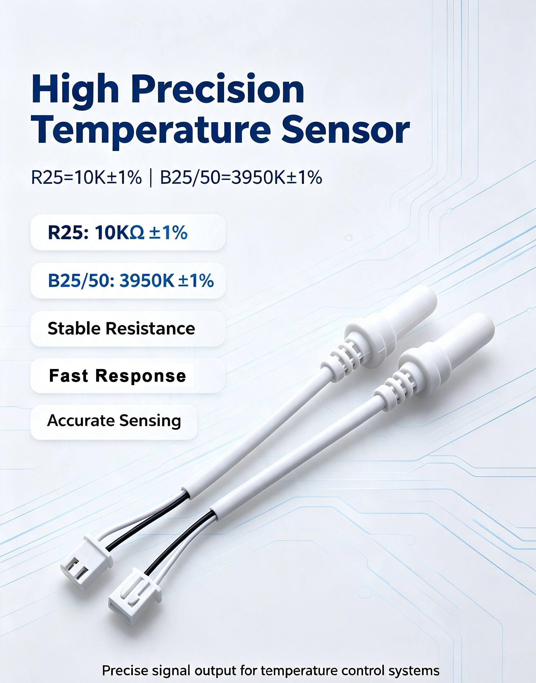 10K 3950K Waterproof NTC Temperature Sensor Probe for Aquarium Chillers and Pet Carriers