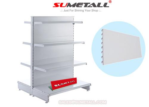 Flat Back Panel Gondola Store Shelving  / Retail Store Display Fixtures Double Sided
