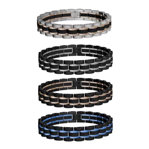IP Gold and IP Blue and Rose Gold Stainless Steel Men Bracelet Fashion Jewelry Bracelets