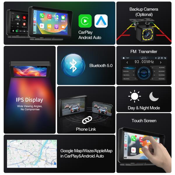 GRANDnavi Универсальный Android Авто CarPlay 7 дюймовый Встроенный Экран IPS 2.5D Экран Система Linux