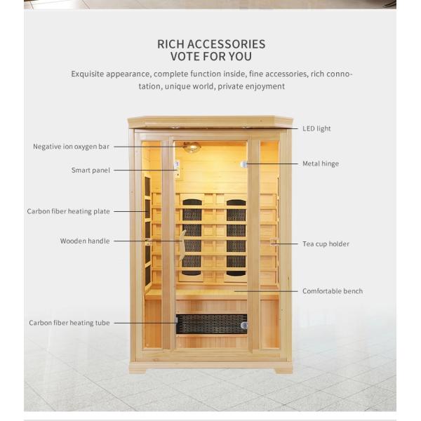 Indoor Hemlock Ceramic Heaters 2 Person Far Infrared Sauna 1750W