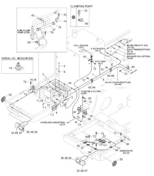 Пакет головы лампы запасных частей экскаватора колеса 21ЭК-10120 стандартный