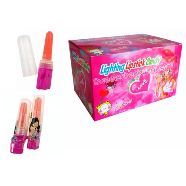 High Grade LED Light Up Candy Lipstick Shape Lollipop Fruit Flavor For Kids