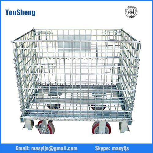 Galvanized wire mesh cage storage, folding wire container, bins, wire stacking baskets