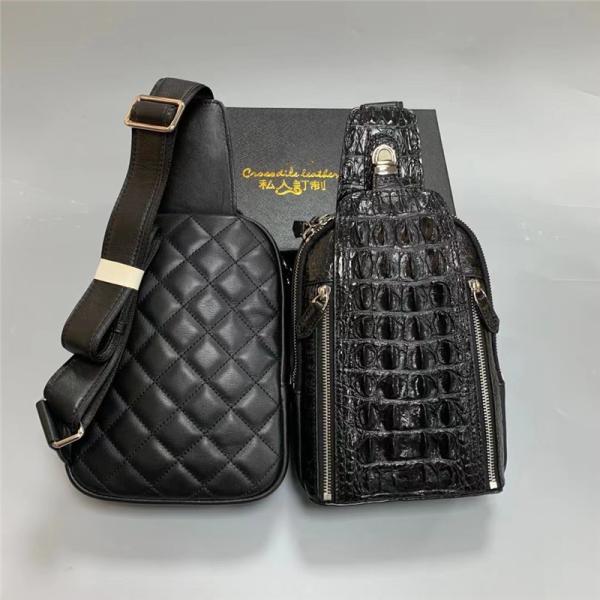 Authentic Real Crocodile Skin Men's Casual Chest Bag Small Travel Purse Genuine Exotic Alligator Leather Male Cross Bag