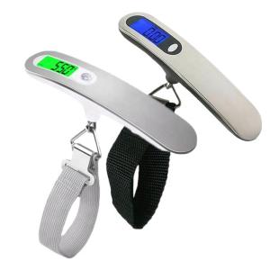Balance à bagages numérique LCD portable et précision de 10g en acier inoxydable, fonctionne sur piles, pour sac de voyage, à main, avec crochet pour poisson