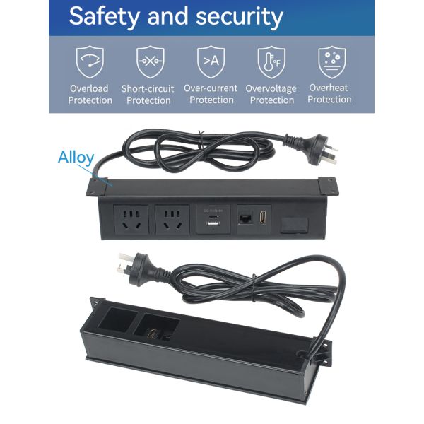 QC 3.0 USB Under Desk Power Strip Socket Outlet For Home Office 1200W 1500W