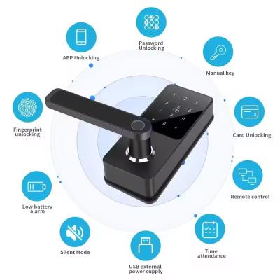 Tuya Intelligent Fingerprint Door Lock Aluminum Alloy Wifi Entry Door Lock 35mm - 60mm