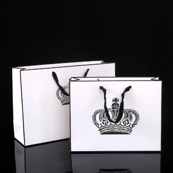 230GSM Shopping Holiday Gift White Custom Printed Paper Bags