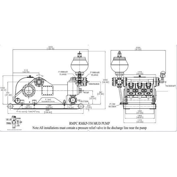 RMKP-550 Mud Pumps For Drilling Rigs 145RPM Rated pump speed