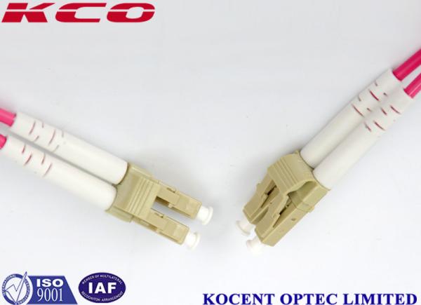 OM4 Pink Violet Duplex Fiber Patch Cable 3.0mm Diameter For Metro Local Area Networks