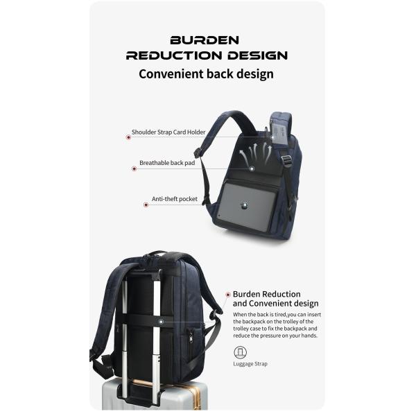 Shein T-B9058 Men 15.6 Inch Laptop Business Travel Backpacks Multifunction