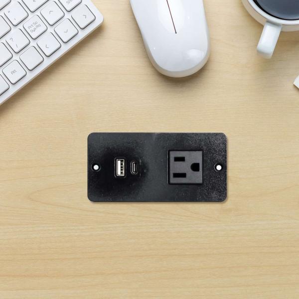 Plastic Sofa Socket Table Power Socket with 1 US Standard Power Outlet & USB A+C Port