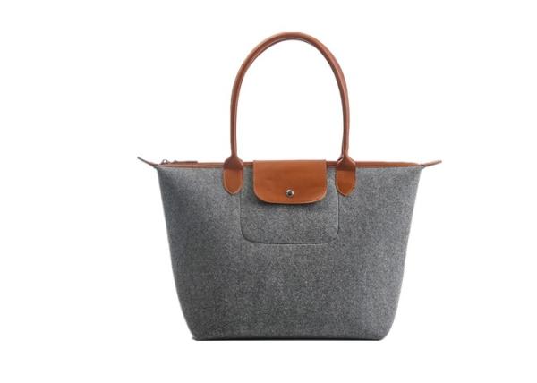 Multifunction 13'' 14'' Felt Handbag 43 Color Button And Zipper Design