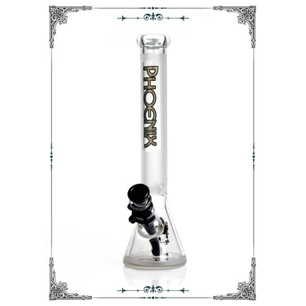 Clear Sandblasted Borosilicate Glass Bongs Black Bowl 7mm Thickness Beaker