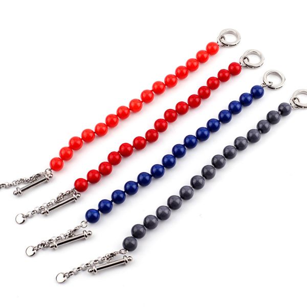 Wholesale Black White Design Stainless Steel Glass Pearl Beaded Bracelet