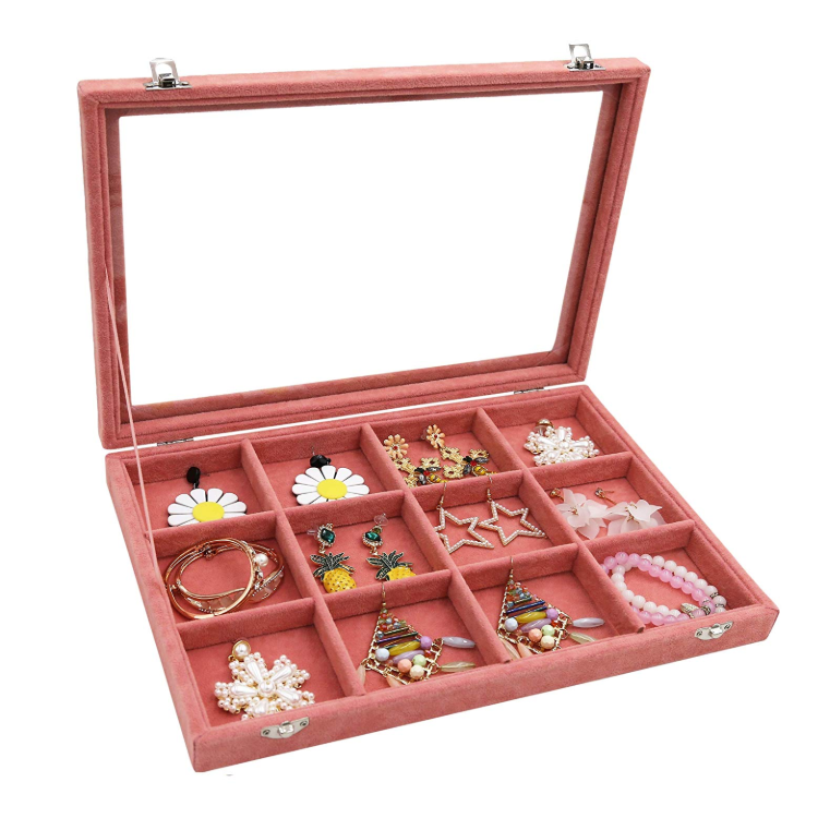 Custom Logo 4 In 1 Stackable Jewelry Tray With Lid For Necklaces Rings Earrings