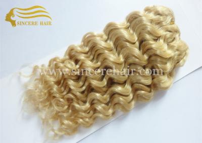 30 CM Blonde CURLY Hair Weft Extensions for Sale, 12 Inch Blonde #613 Curly Remy Human Hair Weave Extension for Sale