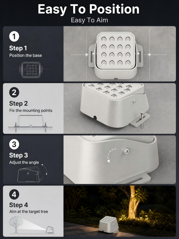 9W-36W LED Tree Up Lights 3in1 4in1 DMX512 DC24V IP65 Aluminum Garden Landscape Lighting