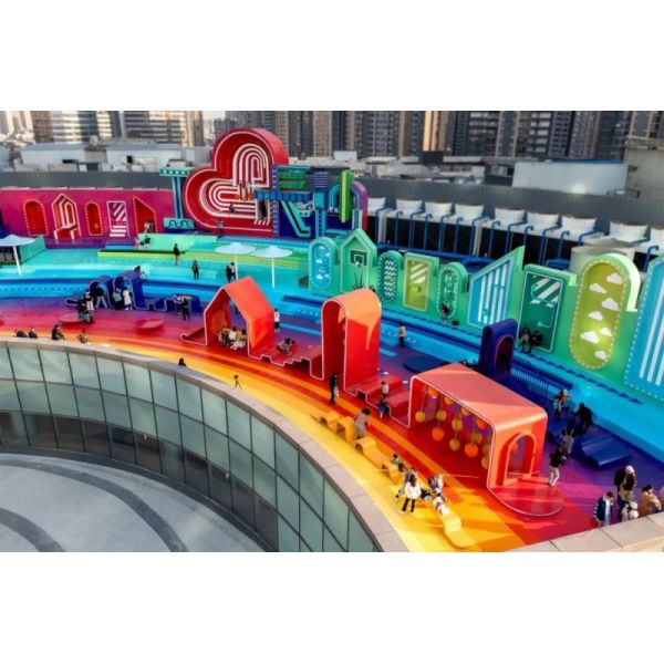 Rainbow-Themed Interactive Stainless Steel Sculpture - Customized Urban Art Installation for Public Spaces