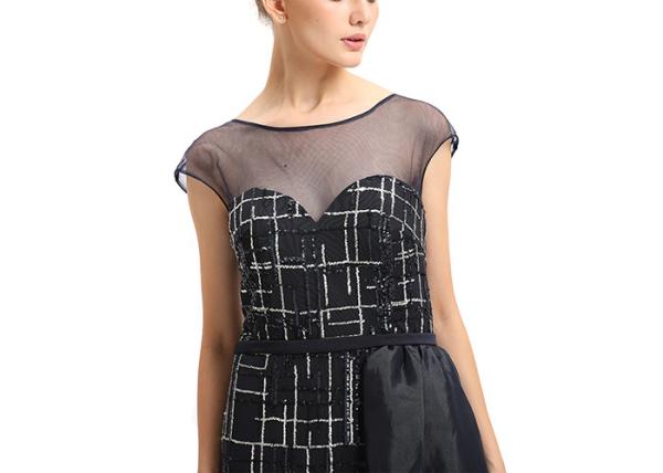 Black Organza Prom Party Dress For Arabic Women Sweep Train XS , S , M , L Size