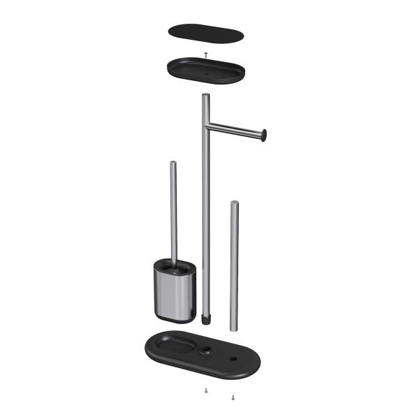 Stainless Steel Compact Bathroom Paper Holder TPR Toilet Brush Holder SET Durable Toilet Brush Tissue Holder