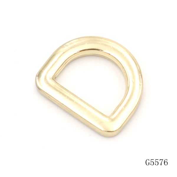 15mm Light Gold Die-Cast Flat Metal D Ring - Zinc Alloy Semi-Ring Buckle For Small Bags & Straps