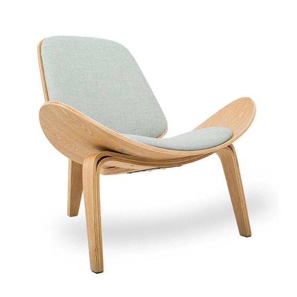 Modern Leisure Shell Chair Lounge Chair In Dark Brown Leather wood stool