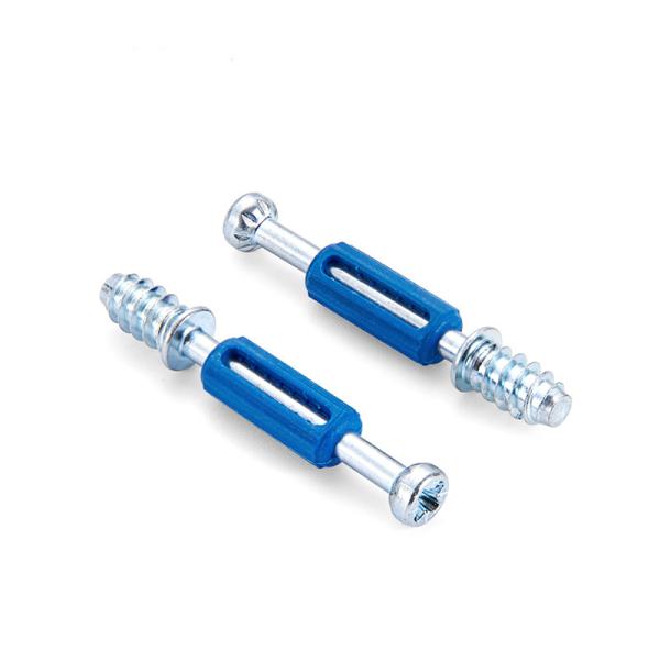 JINHAN JH-2112 Minifix Boulon d'étirement et connecteur rapide 3 en 1 avec manche en plastique - 40 mm, acier laminé à froid, installation cachée