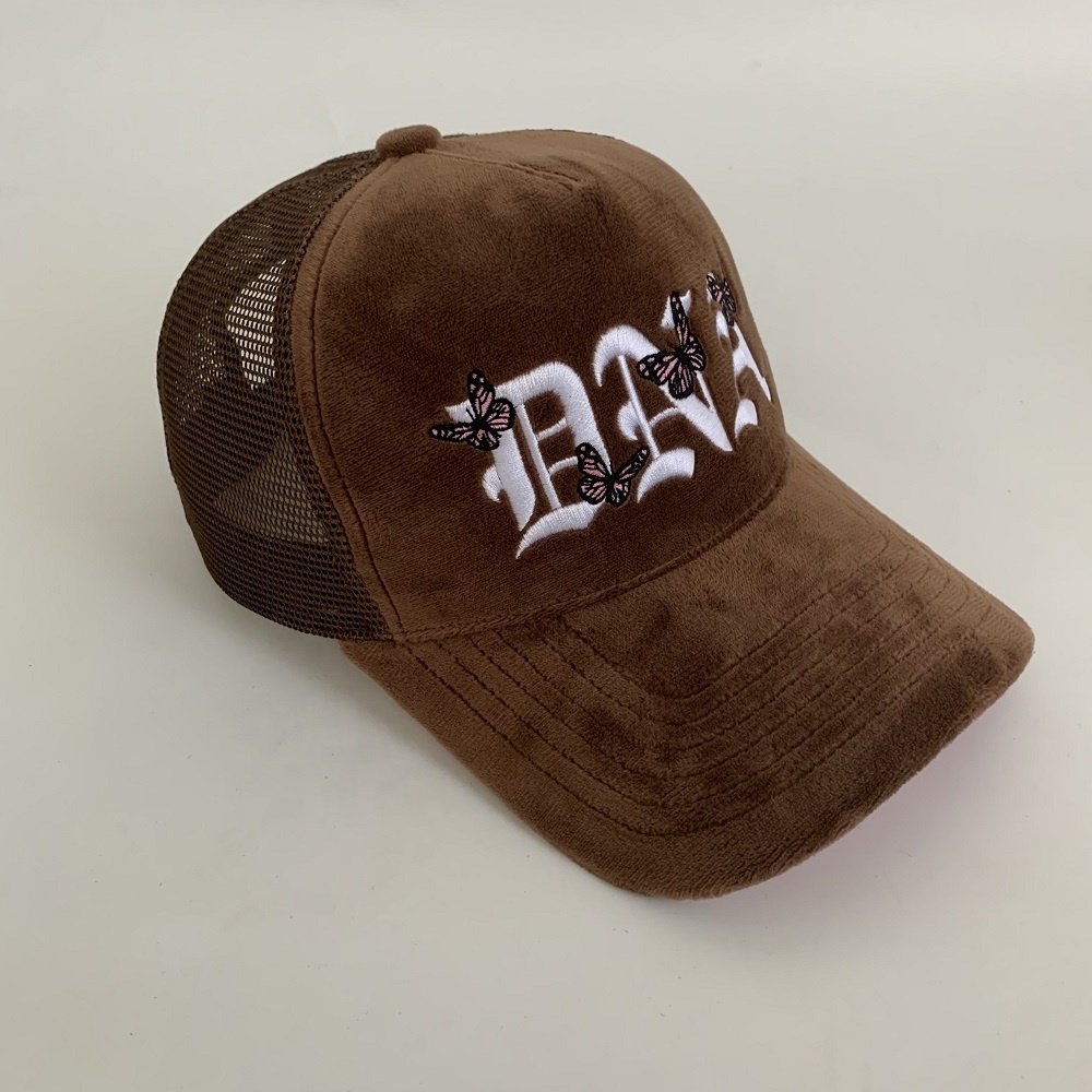 Suede Trucker Snapback Velvet Trucker Hat Cap Breathable Structured Cap