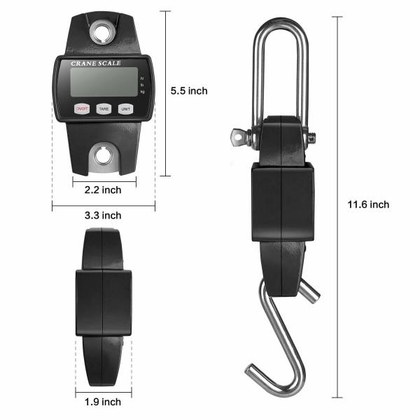 Báscula de grúa mini portátil con soporte OEM/ODM, capacidad de 300 kg / 660 lb, material ABS y acero inoxidable, y pantalla LED LCD