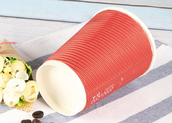 Takeaway Eco Friendly Coffee Cups , Red Disposable Hot Beverage Cups