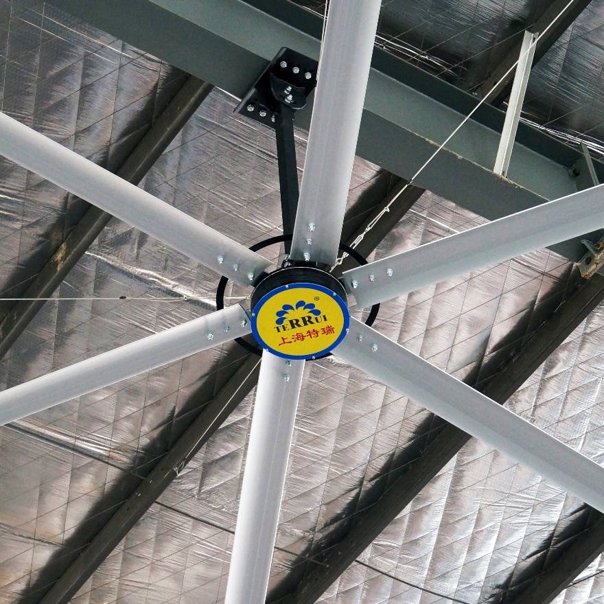 1400 м2 покрытия HVLS Промышленный потолочный вентилятор IP55 Уровень защиты