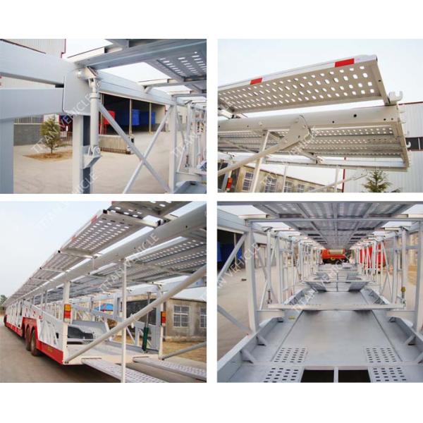 Steel Car Carrier Trailer , 2 / 3 Axle Vehicle Transport Semi Trailer