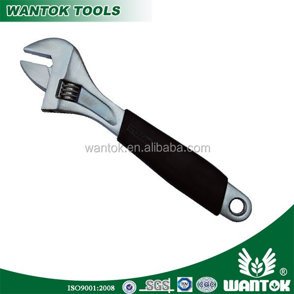 Customized Support ODM Carbon Steel Adjustable Wrench with Full Polish and PVC Handle