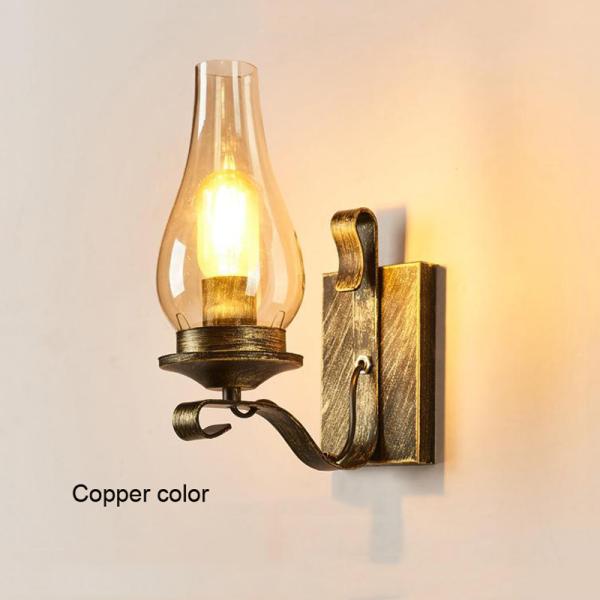 Retro industrial light iron wall lamp creative restaurant corridor bedroom bedside glass wall light (WH-VR-40)